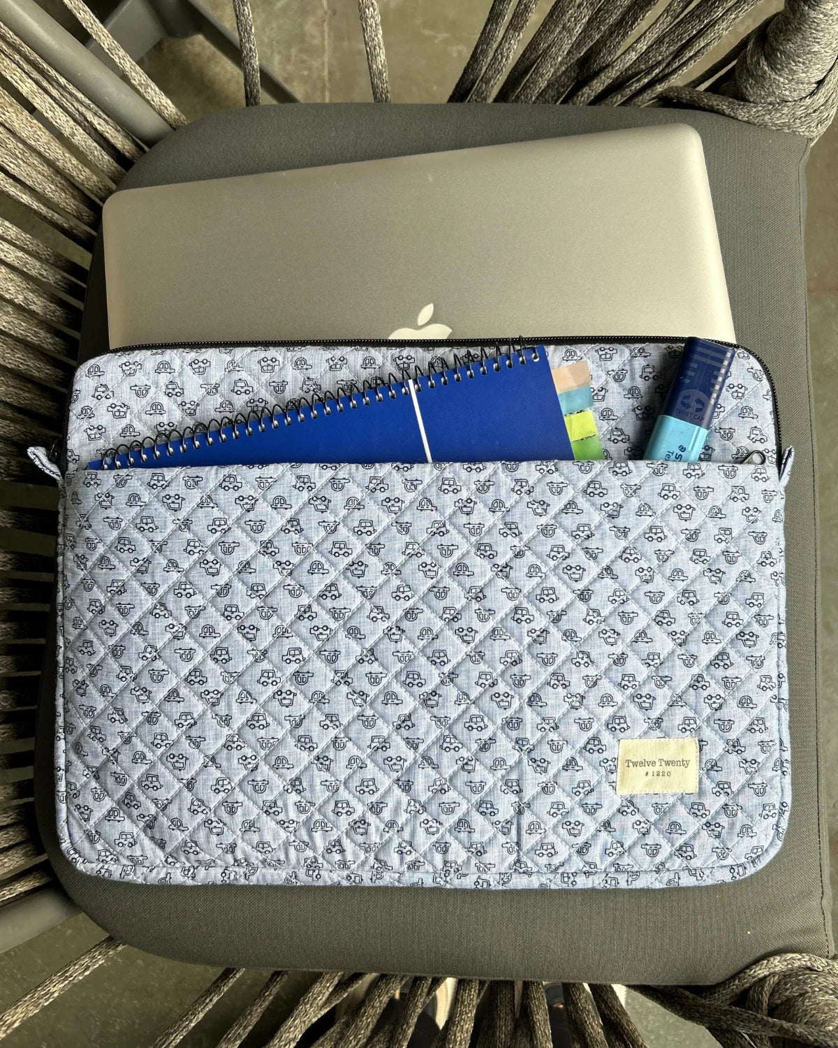 Laptop Sleeve W Pocket - Denim Cars