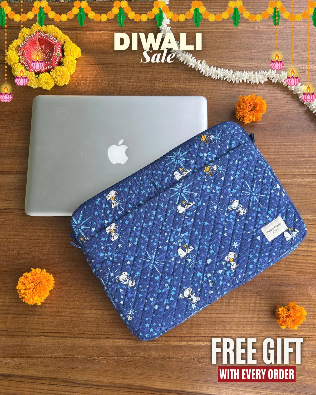 Laptop Sleeve W Pocket - Blue Snoppy