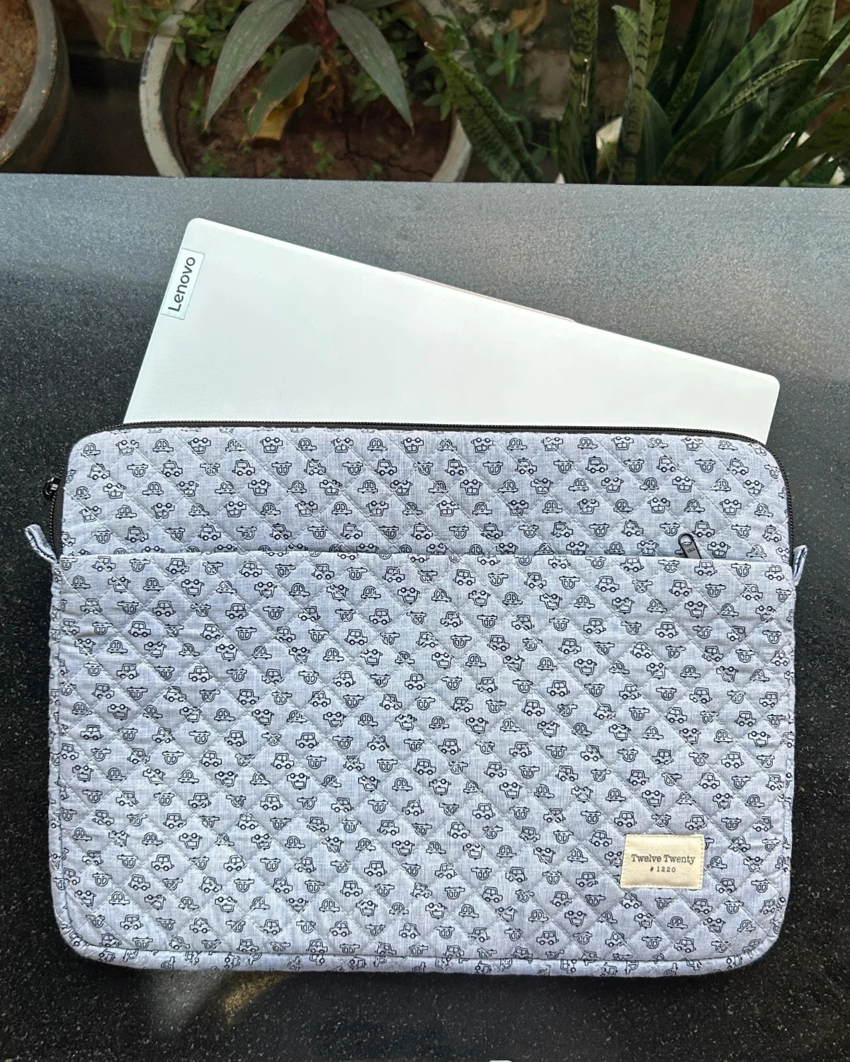 Laptop Sleeve W Pocket - Denim Cars