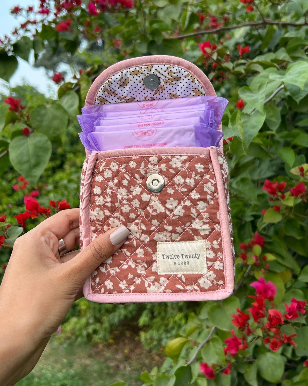 Sanitary Pouch - Brown Floral