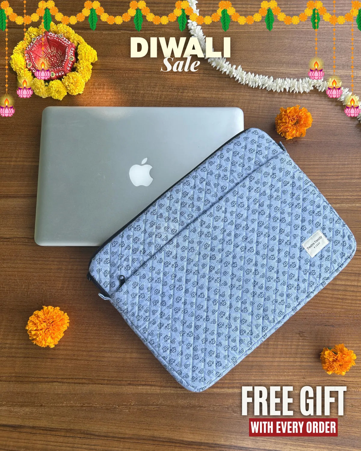 Laptop Sleeve W Pocket - Denim Cars