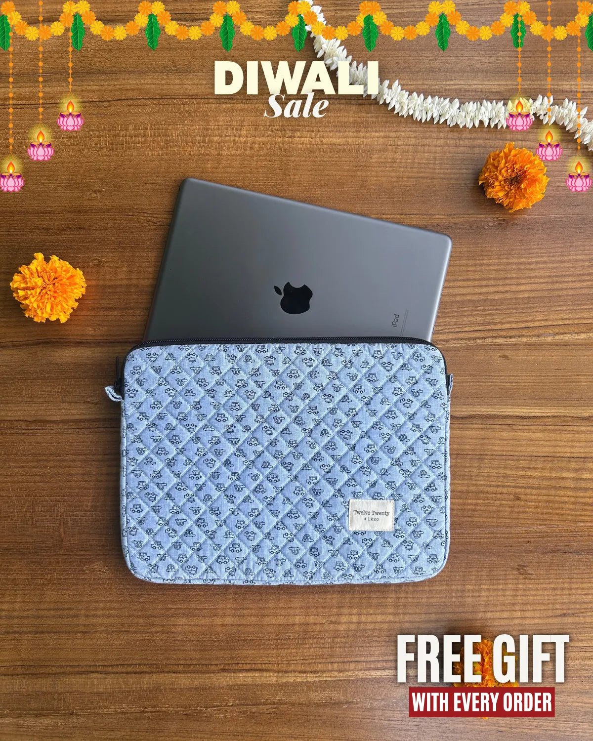 iPad/Tablet Sleeve - Denim Cars