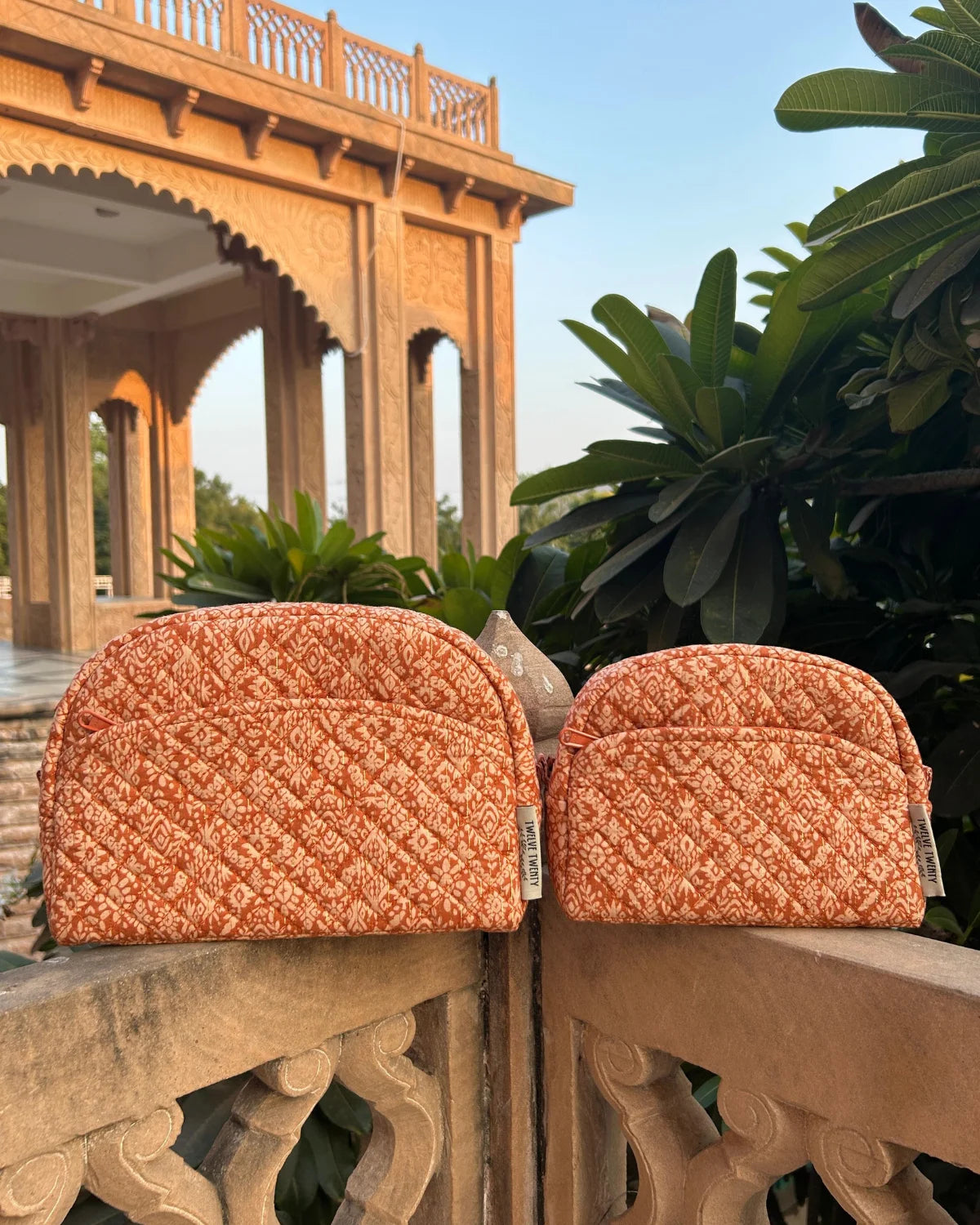 Makeup Bags (Set of 2) - Rust Goldlines