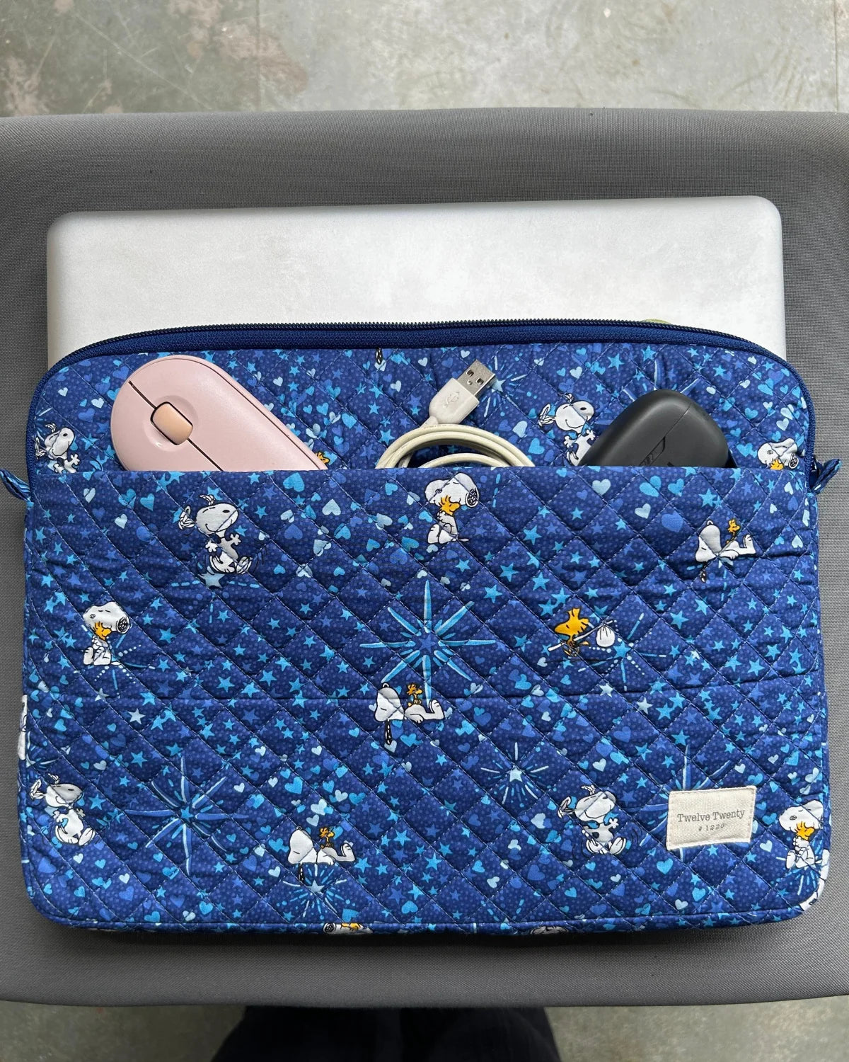 Laptop Sleeve W Pocket - Blue Snoppy