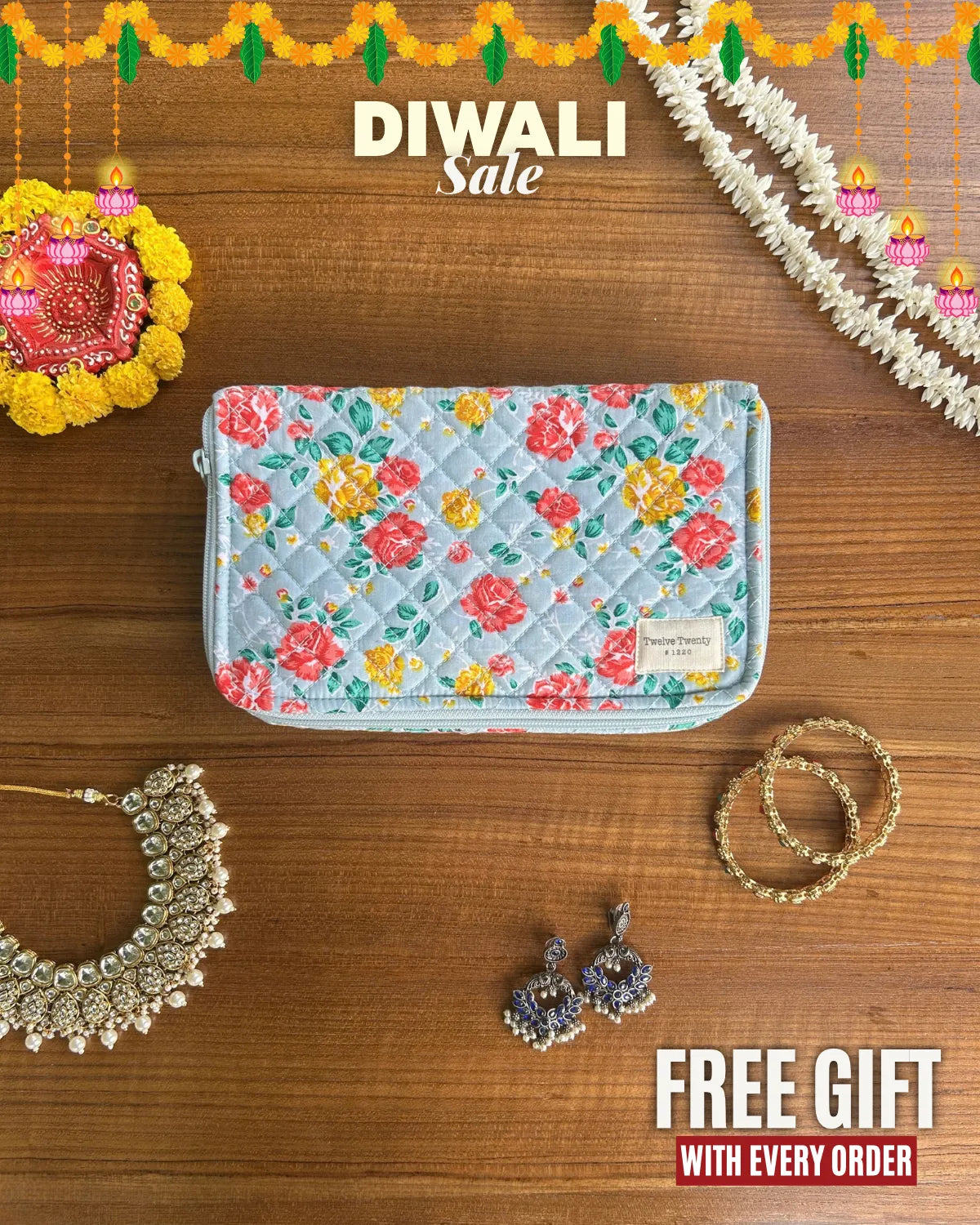 Jewellery Organizer - Mint Roses