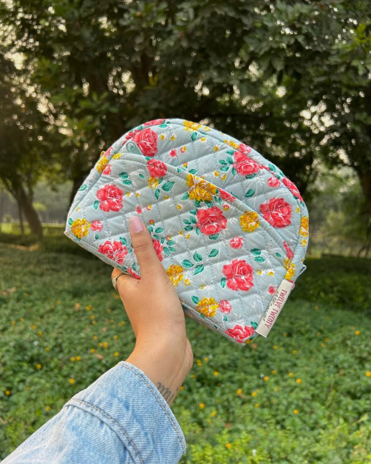 Makeup Bag - Mint Roses