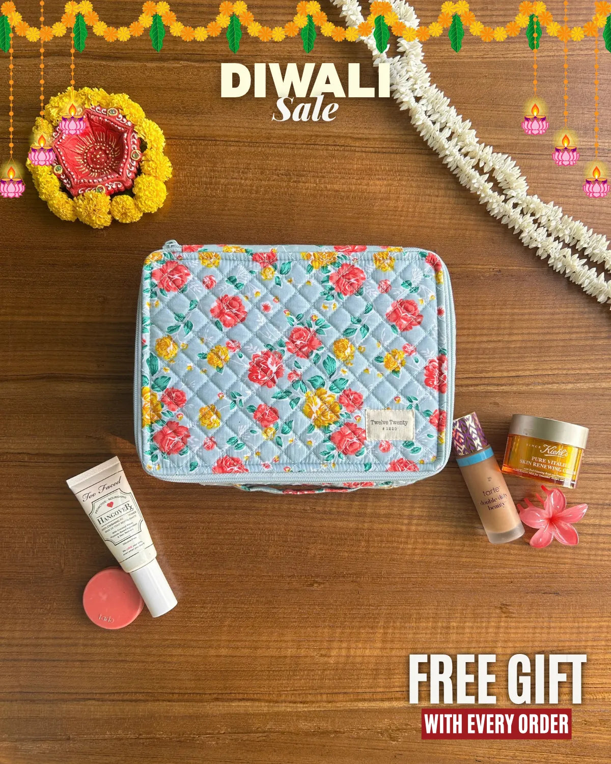 Makeup Organizer - Mint Roses