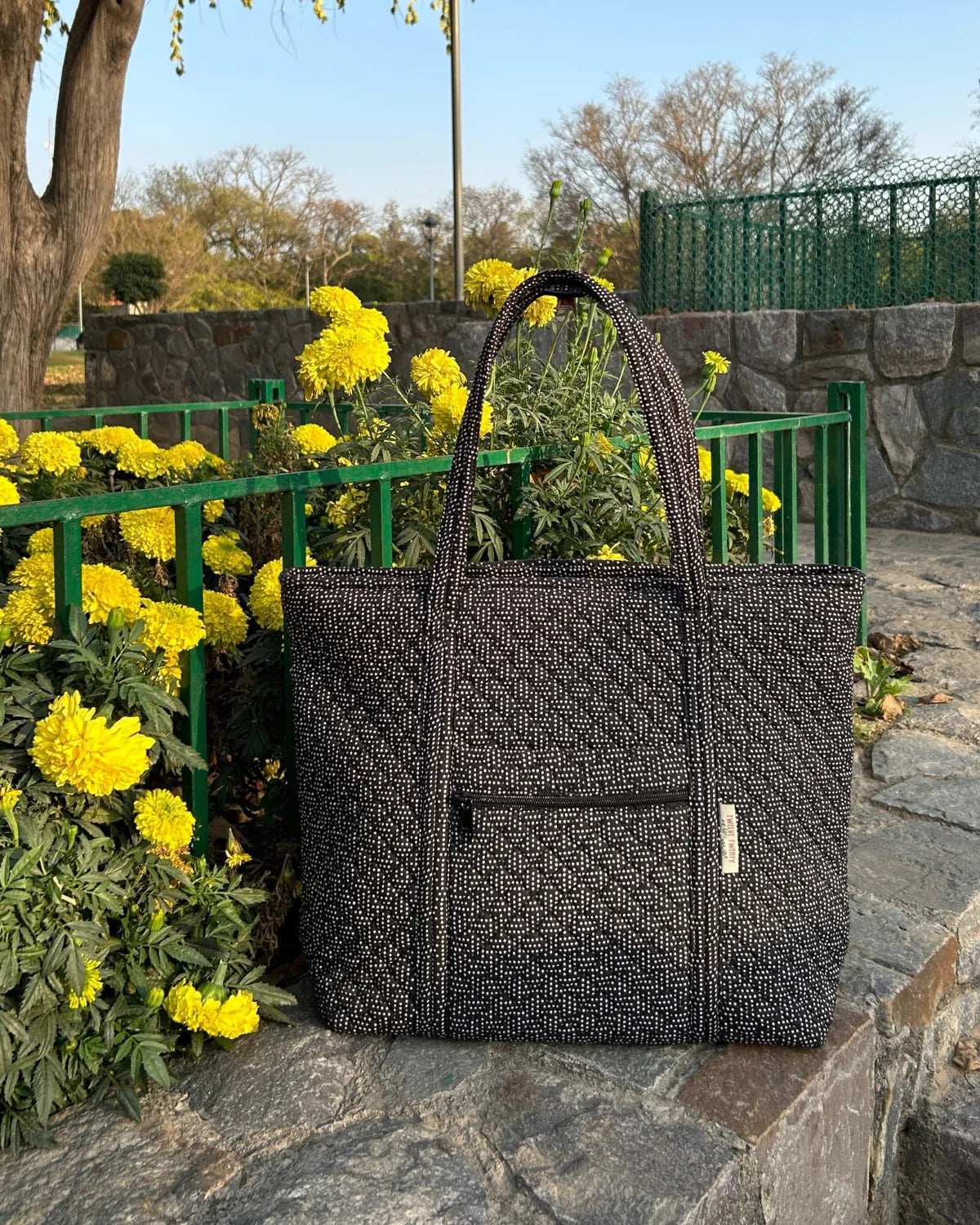 Tote Bag - Charcoal Dots