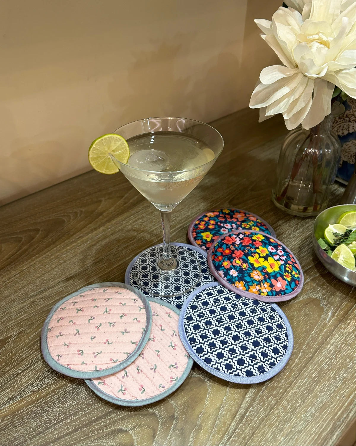 Blue Floral Coaster Set (Pack of 6)