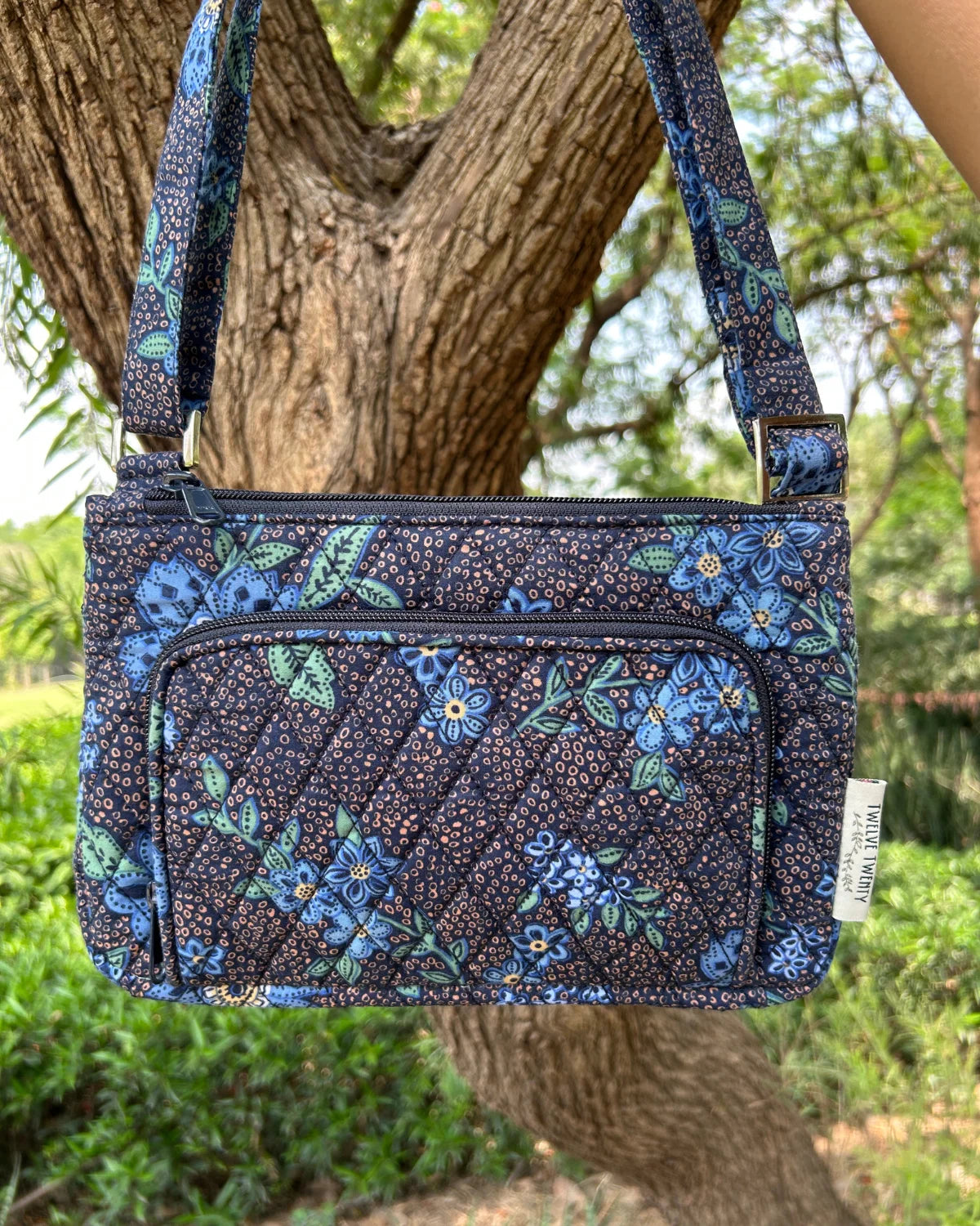 Navy Floral Sling Bag