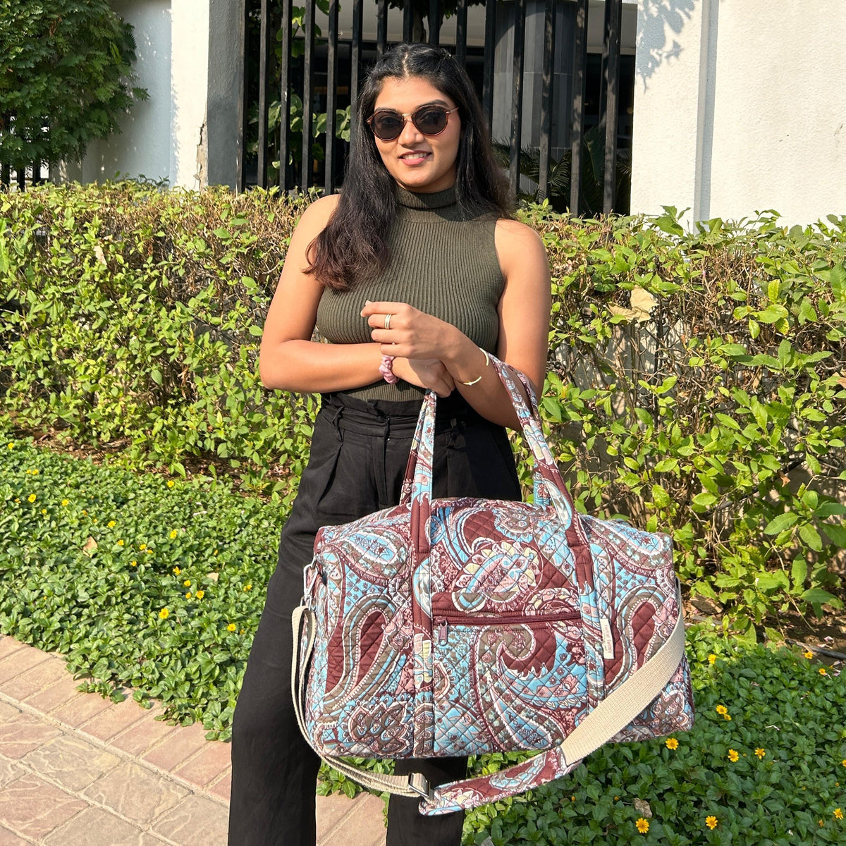 Duffle Bags - Brown Teal Paisley