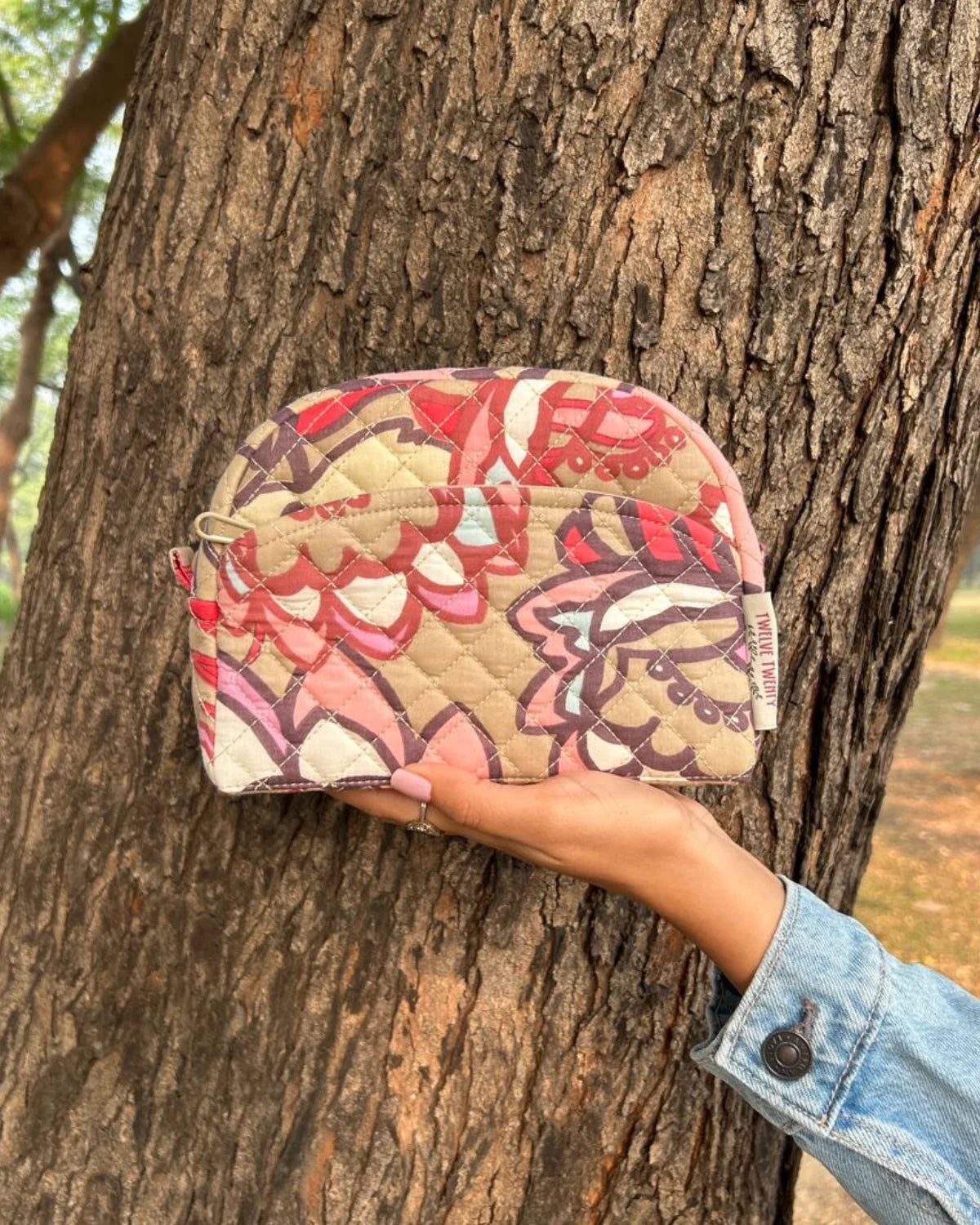 Makeup Bag - Beige Abstract